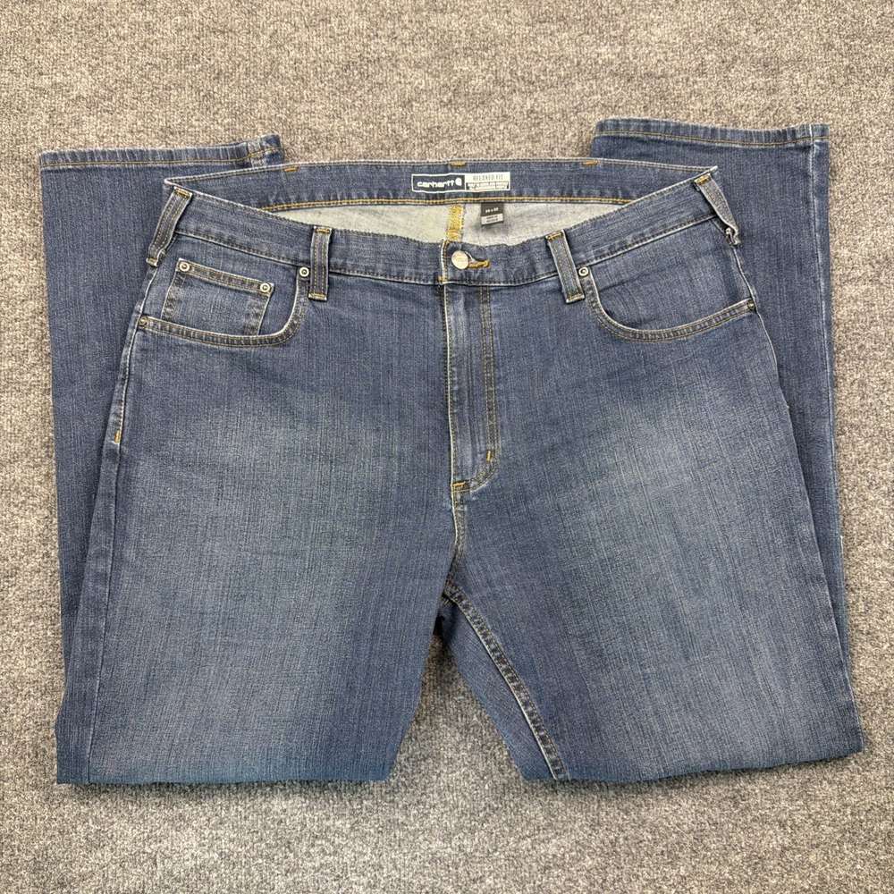 2 Carhartt Men's 38x30 Relaxed Fit Rugged Flex Pants Blue Jeans Workwear BD2804M - Picture 2 of 8